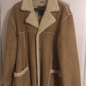 Tommy Hilfiger Faux Suede Men'ts Winter Jacket Sherpa Lining Tan US XL New